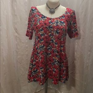 LuLaRoe Colorful Flowers Small Shirt